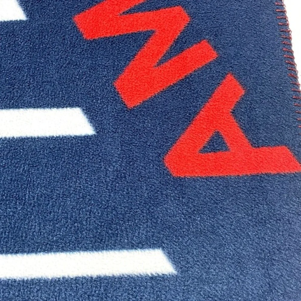 American Eagle Fleece Blanket Blue with Red & White Large Spellout Logo 62